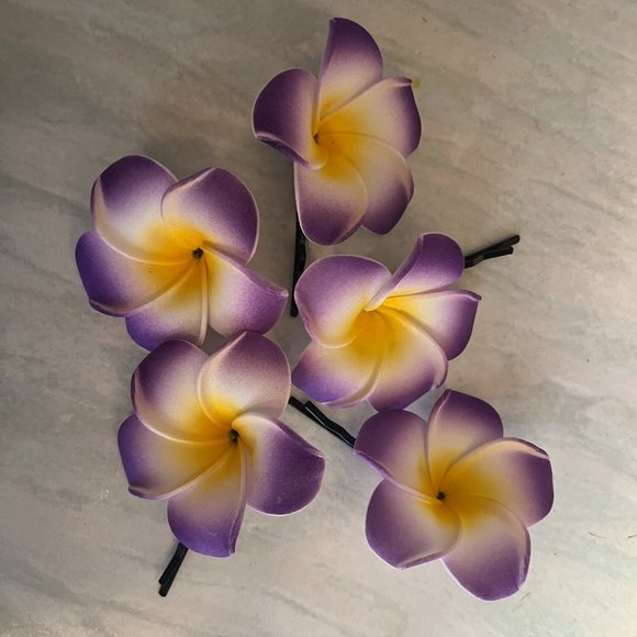 5 Fleurs Hawaïennes pour cheveux avec pince. (NEUVE) - Picture 1 of 1